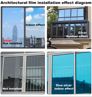 Fabrik-Großhandel Moderne Einweg-Spiegelfolie Reflektierende Selbstklebende Außen-Sichtschutzfolie Dekorative Gebäudefolie