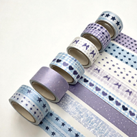 Ruban Washi semi-transparent à finition mate, bleu-violet vintage rétro, pour Bullet Journal, tableau d'humeur et carnets d'art