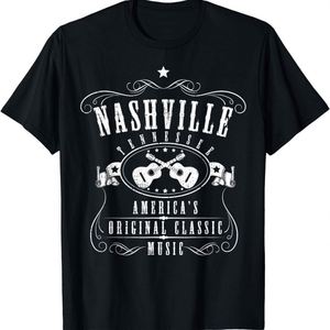 Nashville Country Music <b>T</b>-Shirt 100% Cotton Vintage Tennessee Musician Logo Anti-Wrinkle and Anti-Shrink Oversized Fit Shirt - Product Image 1