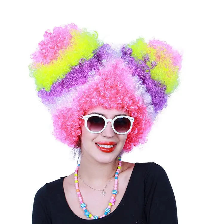 2024 yeni renkli Fan peruk noel cadılar bayramı peruk Bar gösterisi parti şapkalar