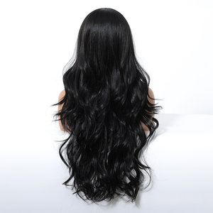 Peluca Larga Ondulada Negra de 28 Pulgadas con Raya al Medio, Ajustable, de Fibra Sintética Marrón Claro Resistente al Calor, Estilo Europeo, de Fábrica en Stock - Product Image 2
