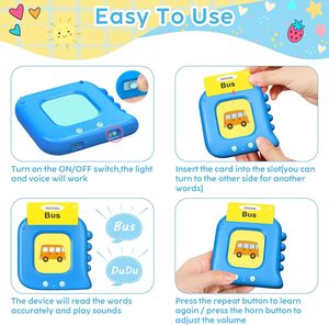 GY Rechargeable Talking Plastic Flash Cards Kids Toddler 112 Cards Montessori Autism Sensory Speech <strong>Therapy</strong> Educational Gifts - Product Image 3