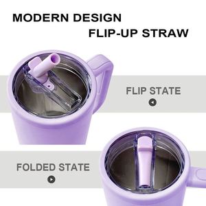 Oferta Especial: Vaso Térmico de Acero Inoxidable de 40oz, Doble Pared, Aislamiento al Vacío, con Asa y Popote, Logotipo Personalizado, Antiderrames, para Coche - Product Image 3