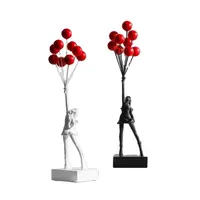 Kawaii Banksy 풍선 소녀 수지 공예 요정 선물 수지 조각 동상 입상 사탕 현대 소녀