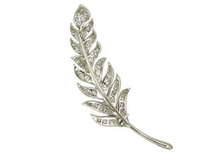 เข็มกลัดขนนกเรืองแสงทองคำขาว 18K ประดับเพชรแบบฝัง เครื่องประดับหรูหราสไตล์มินิมอล - Product Image 2