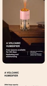 7-цветная лампа вулканический увлажнитель воздуха HS02 280 мл, подходит для автомобильного настольного устройства для бесшумной гидратации ароматерапии - Product Image 2