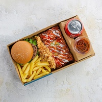 Caja de Comida Rápida para Llevar, Contenedor Desechable para Alimentos, Caja para Pollo Frito, Hamburguesas con Papas Fritas y Salsa