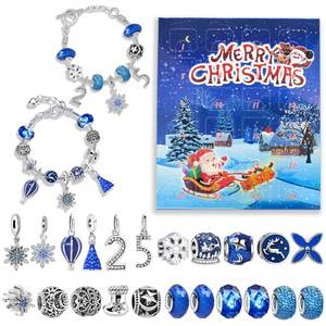 <span class=keywords><strong>Calendrier</strong></span> de l'<span class=keywords><strong>Avent</strong></span> Bleu de Noël 24 Portes, Coffret Cadeau DIY Bijoux Boîte Mystère Bracelet pour Femmes Filles Compte à Rebours des Fêtes - Product Image 6