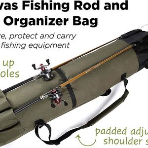 Échantillon gratuit : Sac de transport pour cannes à pêche, grande capacité 81L, résistant à l'eau, pour 6 cannes et moulinets, sac de pêche pliable - Product Image 2