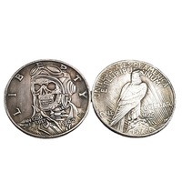 Liberty Skull Pilots Silver Plated Coin Hobo Nickel Art