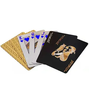 Stampa personalizzata Poker oro argento nero bordo bordo carte da gioco di alta qualità sublimazione pubblicità colore bianco poker mazzo pvc