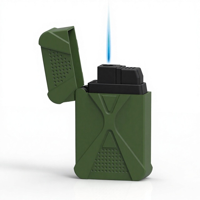 Top Selling Jet Flame Refillable Plastic Waterproof Portable Cartoon Design Torch Camping Lighter with OEM Logo Gift Box