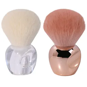 Metal Color Electroplate Kabuki Makeup Brush Superfine Hair Finger Handle Highlight Powder Blush Brush Wholesale Custom Logo