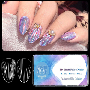 140 uds/120 Uds extensión <span class=keywords><strong>de</strong></span> <span class=keywords><strong>uñas</strong></span> 3D Shell <span class=keywords><strong>uñas</strong></span> postizas 14 tamaños/12 tamaños puntas <span class=keywords><strong>de</strong></span> <span class=keywords><strong>uñas</strong></span> <span class=keywords><strong>de</strong></span> <span class=keywords><strong>Gel</strong></span> corto <span class=keywords><strong>de</strong></span> almendra - Product Image 2