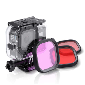 HONGDAK - <span class=keywords><strong>Carcasa</strong></span> Impermeable para <span class=keywords><strong>GoPro</strong></span> Hero <span class=keywords><strong>9</strong></span>/Hero 10 con 3 Lentes de Filtro Rojo, Rosa y Morado - Product Image 1