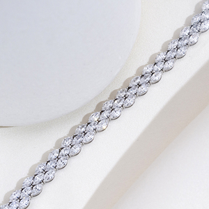 Pulsera de Diamantes Cultivados en Laboratorio MSR-676 de Oro Blanco de 18K con Corte Marquesa, Joyería Clásica de Lujo para Bodas y Fiestas - Product Image 4