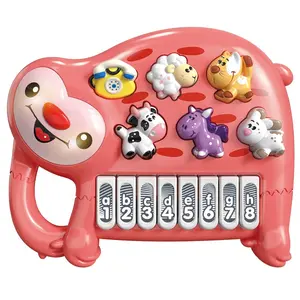 Cartone animato elettronico simpatico animale rosa bambino primi pianoforte montessori bambini tastiera pianoforte altri giocattoli per bambini