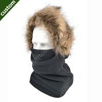 Cagoule unisexe Y2K noire tendance avec logo personnalisable, en fausse fourrure, pour le ski, le sport, le cyclisme et la pêche