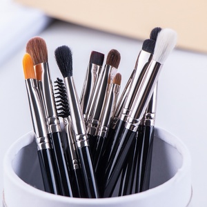 Glossy Black Handle 12pcs High Quality Copper Ferrule Natural Animal Hair Face Eyelash Brush Eyebrow Comb Eye Makeup - Product Image 6