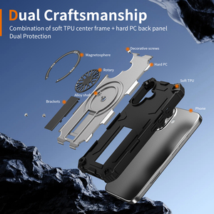 เคสโทรศัพท์มือถือกันกระแทก ทนทาน แม่เหล็กในตัว TPU+PC ลดแรงกระแทก สำหรับ iPhone 17 16 Pro Max และ <span class=keywords><strong>Samsung</strong></span> S25 Plus พร้อมขาตั้ง - Product Image 3