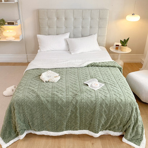 Coperta in pile di agnello Super peluche con Design intrecciato coperta doppia con retro in Sherpa per biancheria da letto invernale - Product Image 2