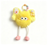 Pendentif mignon en forme de lapin avec nœud et garniture en fourrure, décoration de sac à dos, modèle de poupée de dessin animé, porte-clés de voiture