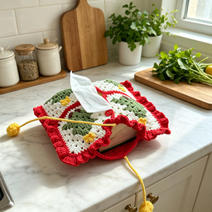 Kit de <span class=keywords><strong>crochet</strong></span> <span class=keywords><strong>Granny</strong></span> Square pour boîte à mouchoirs de Noël, ensemble de porte-mouchoirs vintage fait main DIY - Product Image 6