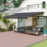 Auvents pliants manuels rétractables en aluminium et tissu Hooeasy pour jardins, balcons, patios, cours, restaurants, cafés et boutiques
