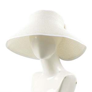 Chapeau Visière Pliable en Paille, Style Sportif d'Été, à Dessus Ouvert, Couleur Unie, Grande Bordure, pour Activités de Plein Air - Product Image 3