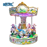 Carrousel à monnayeur pour enfants, petit manège de fête foraine, 6 places, avec chevaux