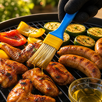 Brosse de nettoyage pour barbecue en nylon à manche plastique, résistante aux hautes températures, anti-chute de poils, vente en gros