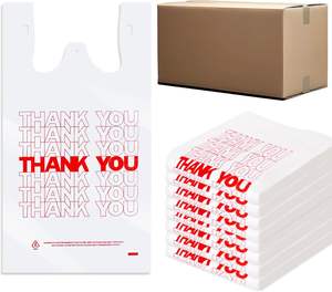 สะดวกขอบคุณถุงพลาสติกพร้อมที่จับสำหรับใช้ในซูเปอร์มาร์เก็ต-สไตล์เสื้อยืด - Product Image 6