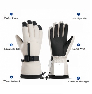 Gants de ski chauds à doigts entiers, mitaines de snowboard avec pochette et doigts tactiles - Product Image 2