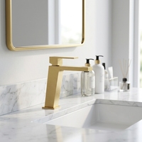 Robinet de lavabo Momali en or brossé avec poignée moletée, réglage libre de l'eau chaude et froide pour salle de bain d'hôtel