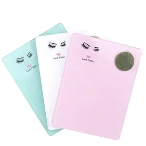 3 Colors Grafting Eyelash Display Pallet Printed Acrylic Jade Eyelash Board Extensions Glue Lash Holder Pallet with Jade Stone