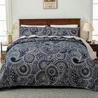 Lot de 3 draps de lit en microfibre légers et écologiques, motif diamant, toutes saisons, matelassés par ultrasons, en polyester et coton, vente en gros