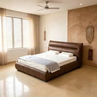 WINMAX Lit Moderne de Luxe en Cuir Véritable Rembourré, Confortable, Taille King Queen, Modulaire pour la Maison et l'Hôtel 2510