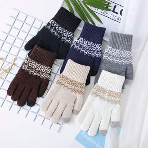Winter Jacquard <b>Touch</b> Screen Stretchy Knitted Unisex Warm <b>Gloves</b> - Product Image 1