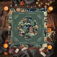 Tapis de jeu de Mahjong américain personnalisé, durable, décoratif, carré, avec motif solaire botanique, idéal pour les fêtes familiales attrayantes