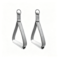 Accesorios de Gimnasio, Agarraderas Triangulares para Máquinas de Cable, de Aluminio con Correas de Cuero, Agarraderas de Fitness de Uso Universal Unisex
