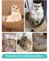 Kinghon Arbre à chat moderne en bois de pin avec poteaux à gratter en sisal naturel, paniers tressés et structure d'escalade pour chat en carton
