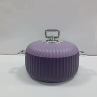 Conteneur alimentaire isotherme moderne bicolore avec doublure en acier inoxydable, texture côtelée, poignée carrée, capacités 1L, 2L, 3.5L