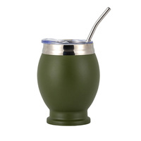 BORGE 12oz Double Paroi En Acier Inoxydable Vide Argentine Yerba Mate Gourde Mate Tasse À Thé Avec Bombollia Cuillère Paille