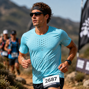Camiseta deportiva sin costuras para hombre, con perforación láser personalizada, de secado rápido, 90 g/m², malla ultraligera, para maratón, eventos de club. - Product Image 3