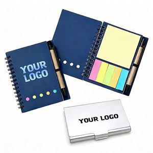 Wholesale Kraft Paper Memo Pad Logo Customized Promo Business Gift Small Spiral Notebook With <b>Pen</b> Sticky Notes <b>Notepad</b> - Product Image 1