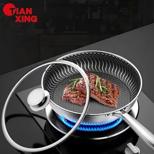 Factory Direct Triply Stainless Steel Cookware Non-stick 2 Side Skillet Cooking Fry Pan Set Nonstick Frying Pan With Lid