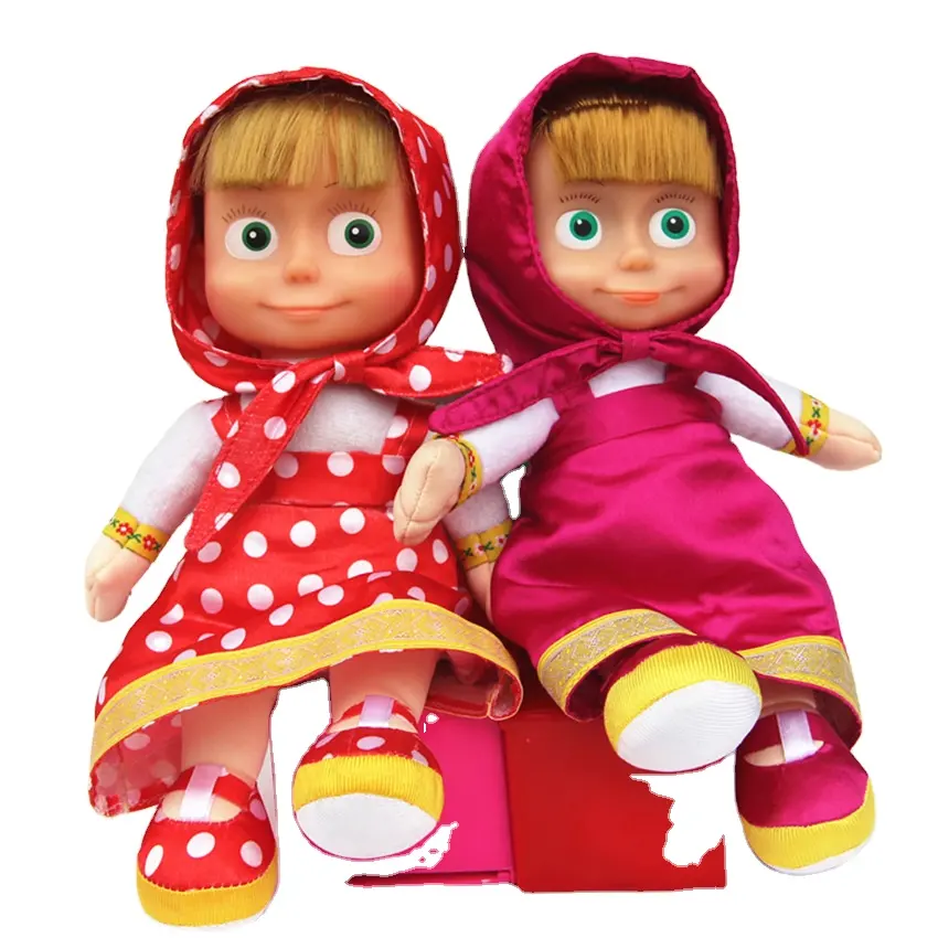 सर्दियों माशा लड़कियों रूसी भालू आलीशान खिलौने के साथ रूसी गर्म बेच खिलौना बड़ी आँखें गुड़िया माशा मासा और भालू बच्चे के जन्मदिन का उपहार