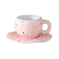 Ensemble tasse à œuf et soucoupe en porcelaine fine de haute qualité, 300 ml, peint à la main, style japonais, pour latte art, thé de l'après-midi à la maison, motif dessin animé