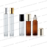 10ml bouteille de parfum en verre dépoli bouteilles d'huiles essentielles avec lèvre en aluminium stylo à bille en métal