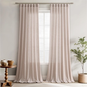 Cortina de <span class=keywords><strong>ventana</strong></span> semitransparente bohemia de granja moderna neutra, cortinas largas para puerta <span class=keywords><strong>corredera</strong></span> para sala de estar con función de filtrado de luz - Product Image 2